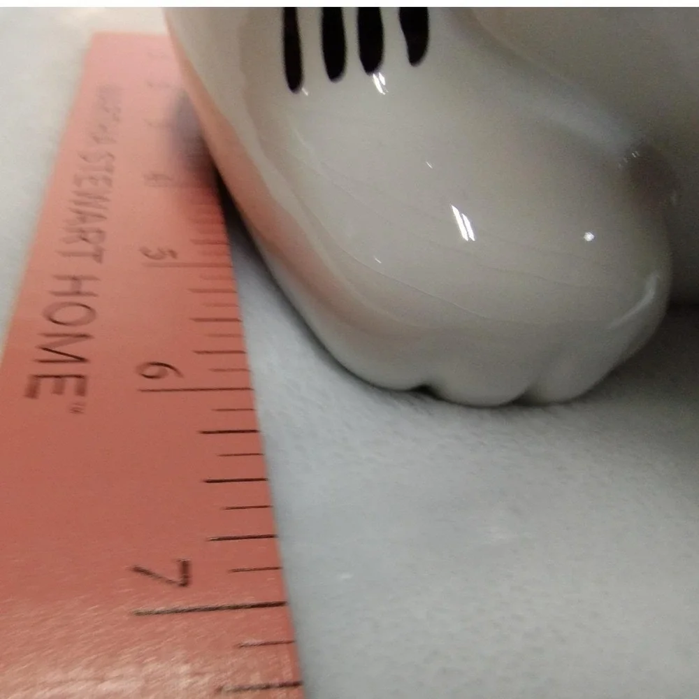 Vintage Ceramic Cat Cookie Jar‎ Taiwan White Cat w Mouse Yarn 1980s